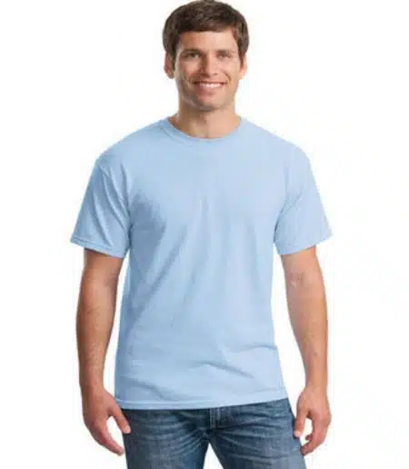 A man wearing a T-shirt with smiling face